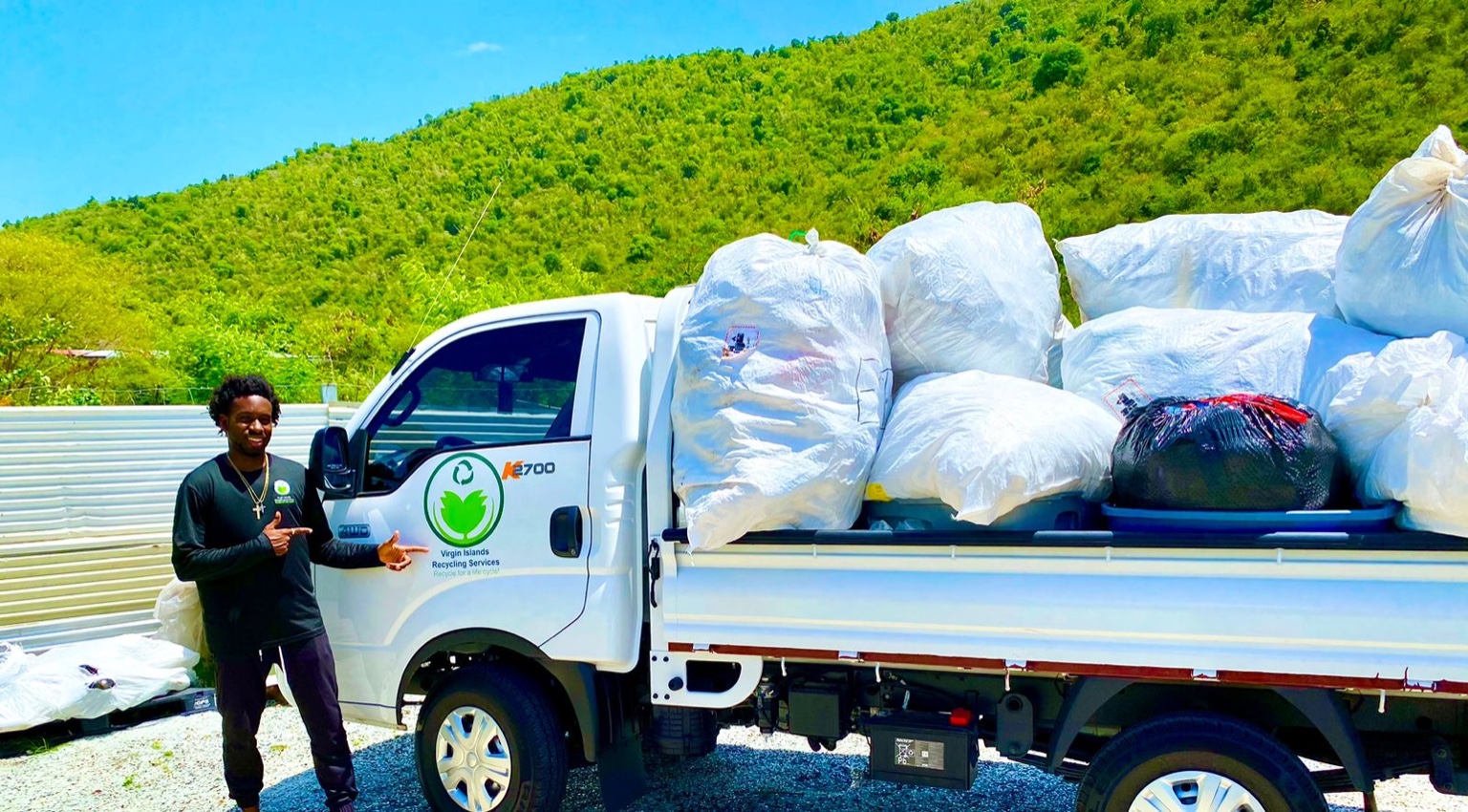 VIRS truck loaded with recyclable bags